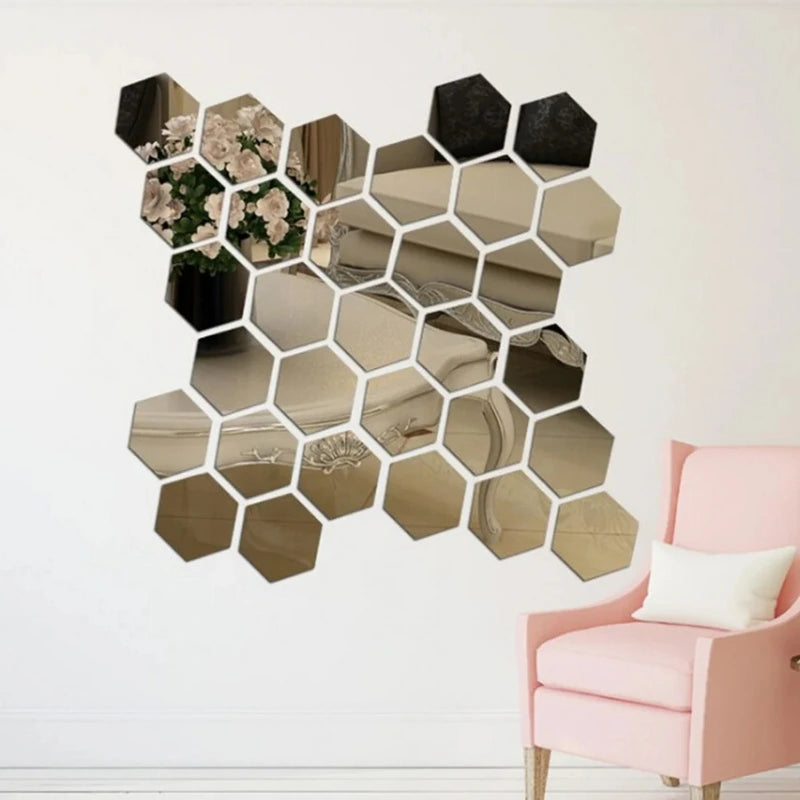 Espejos Adhesivos Hexagonal x10 x20 x30 Láminas