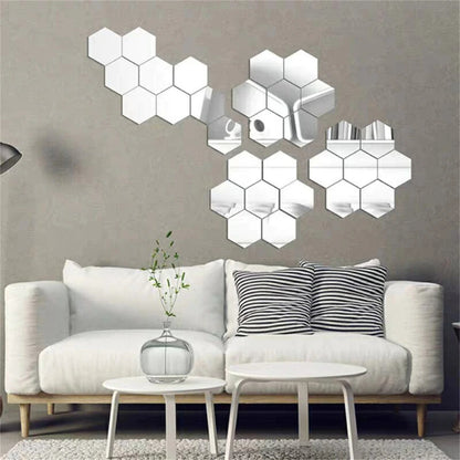 Espejos Adhesivos Hexagonal  x12 x24 x36 Laminas